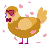 A ochre and honey chicken with a head pattern