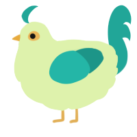 A apple and turquoise chicken