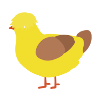 Dente di Leone, a yellow and brown chicken