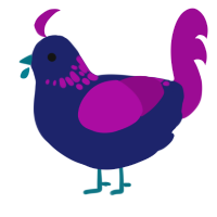 (unnamed), a navy and plum chicken with a neck-speckle pattern