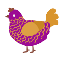 Alvin, a plum and orange chicken with a lace pattern