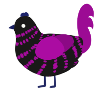 Glowstick, a sable and plum chicken with a bar pattern