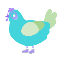 Boy, a aqua and gluppy chicken