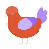 A vermilion and lilac chicken
