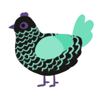 Chicklet, a sable and mint chicken with a lace pattern