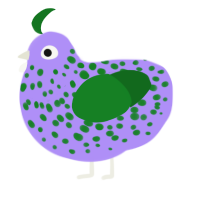 jelly bean, a lilac and leaf chicken with a speckle pattern