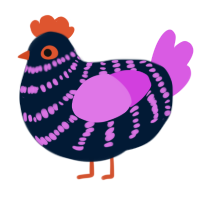 A tumblr and orchid chicken with a bar pattern
