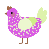 A orchid and apple chicken with a speckle pattern