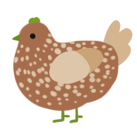 A brown and beige chicken with a speckle pattern