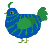 A ultramarine and viridian chicken with a bar pattern