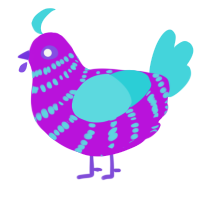 scenery, a amethyst and aqua chicken with a bar pattern