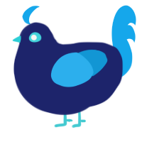 Zak, a navy and sky chicken