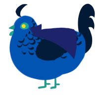 ryujin, a ultramarine and tumblr chicken with a half-lace pattern