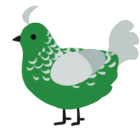 Chia Lincoln, a viridian and silver chicken with a half-lace pattern