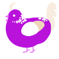 amethyst, a amethyst and cream chicken with a neck-speckle pattern