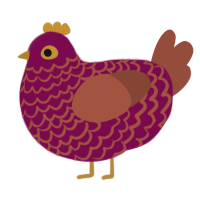 cozy, a wine and russet chicken with a lace pattern