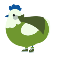 A chartreuse and cream chicken with a head pattern