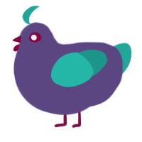 A overcast and turquoise chicken