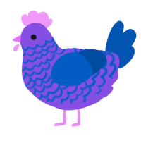 ByeByeBye, a blurple and ultramarine chicken with a lace pattern