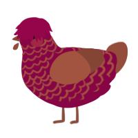 A maroon and russet chicken with a lace pattern