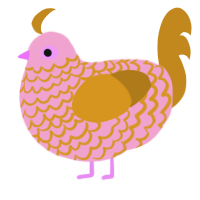 (unnamed), a pink and ochre chicken with a lace pattern
