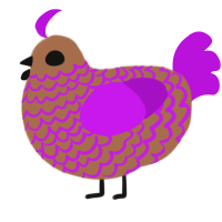 Fart Boy, a brown and amethyst chicken with a lace pattern