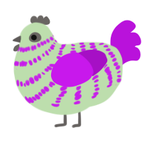 Worm on a Chicken, a gluppy and amethyst chicken with a bar pattern
