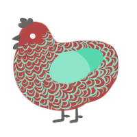 Destroyer of Worlds, a red and mint chicken with a double-lace pattern