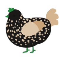 A sable and beige chicken with a speckle pattern