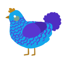 A sky and indigo chicken with a lace pattern