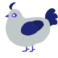 A silver and navy chicken