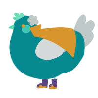 A teal and silver chicken