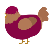A maroon and brown chicken with a head pattern