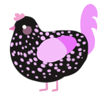 乙女, a sable and lavender chicken with a speckle pattern