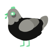 A black and ash chicken with a head pattern