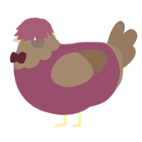 miserable professor, a fuchsia and brown chicken with a head pattern