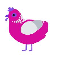 lollipop, a fuchsia and mist chicken with a neck-speckle pattern