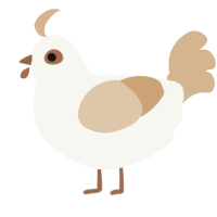 A white and beige chicken