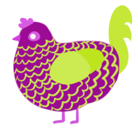 A plum and lime chicken with a lace pattern
