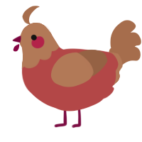 Choc Rasp Cheesecake, a red and brown chicken with a head pattern