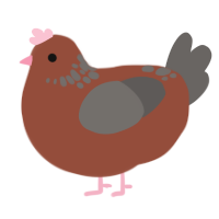 A russet and grey chicken with a neck-speckle pattern