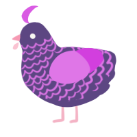 Professor Plum, a overcast and orchid chicken with a lace pattern