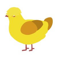 Rubber Duck, a yellow and ochre chicken