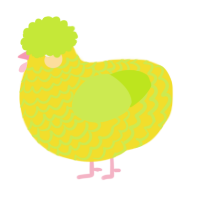 A yellow and lime chicken with a lace pattern