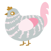 The Prioress, a silver and rose chicken with a bar pattern