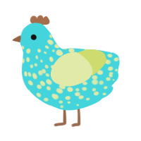A aqua and lemon chicken with a speckle pattern