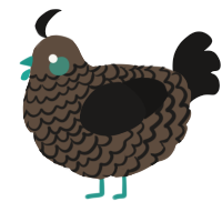 A bark and sable chicken with a lace pattern