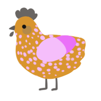 A orange and lavender chicken with a speckle pattern