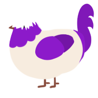 A cream and violet chicken with a head pattern