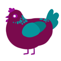 (unnamed), a wine and teal chicken with a neck-speckle pattern